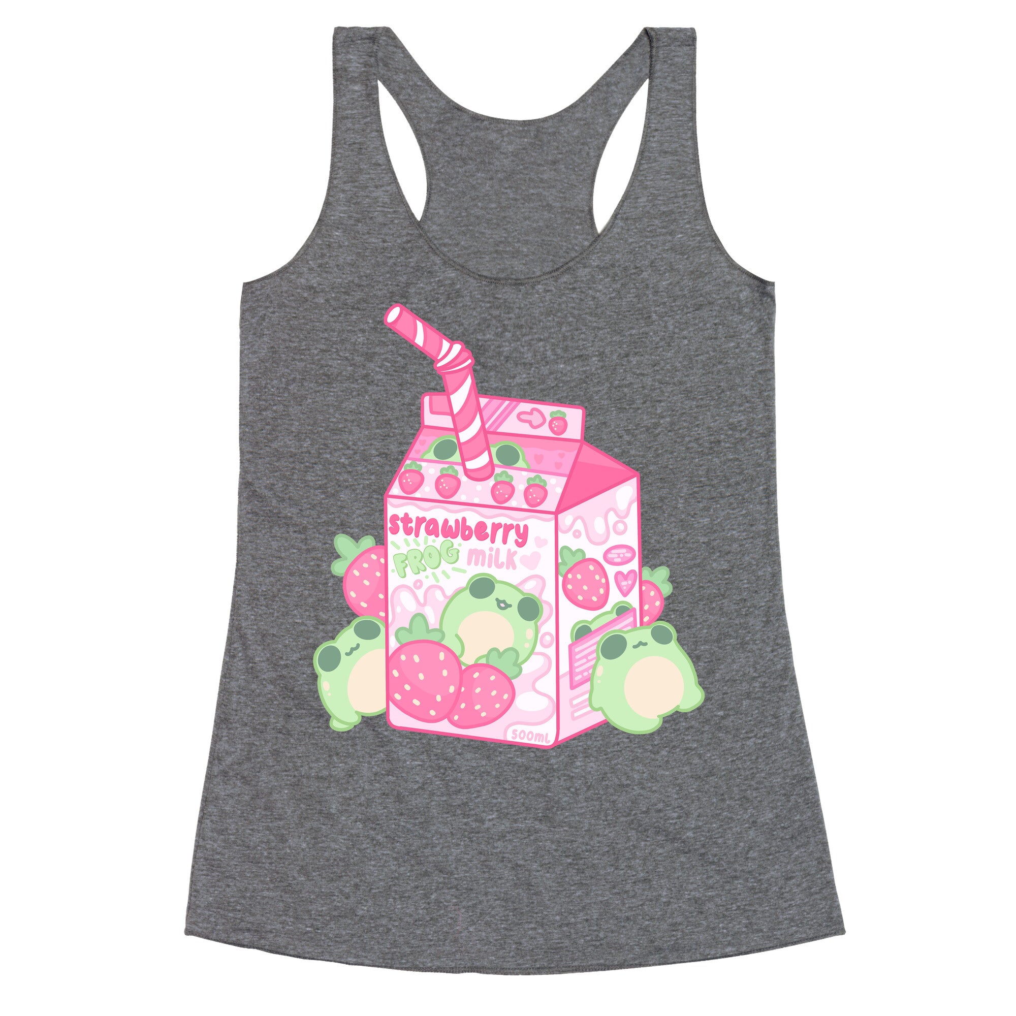 Kawaii Strawberry Frog Milk Racerback Tank