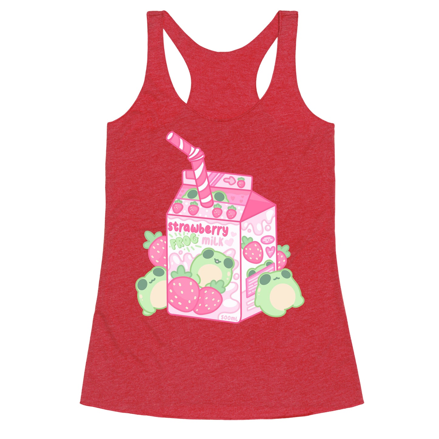 Kawaii Strawberry Frog Milk Racerback Tank