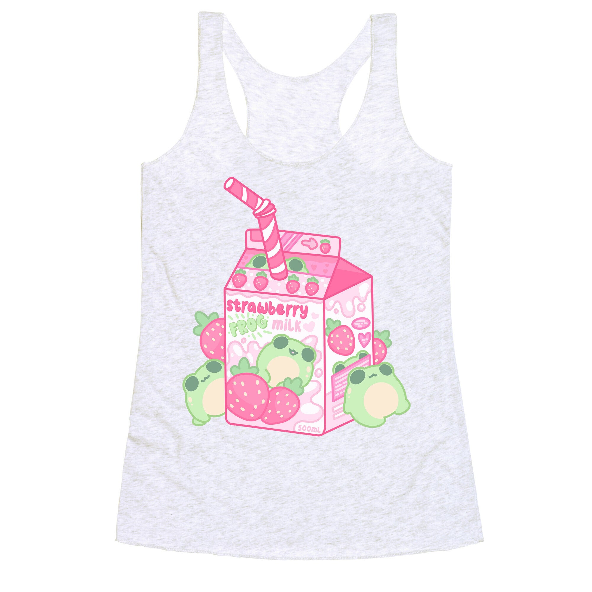 Kawaii Strawberry Frog Milk Racerback Tank