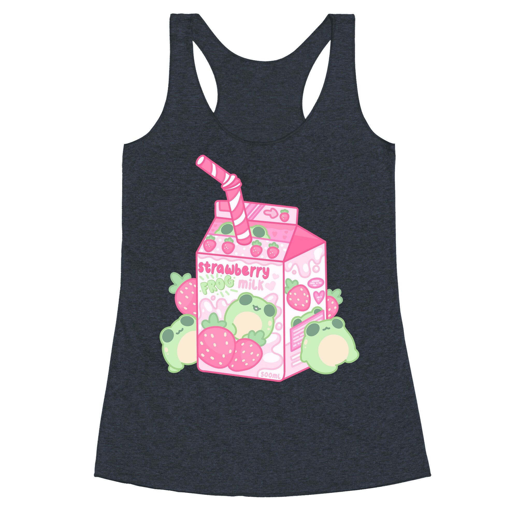 Kawaii Strawberry Frog Milk Racerback Tank