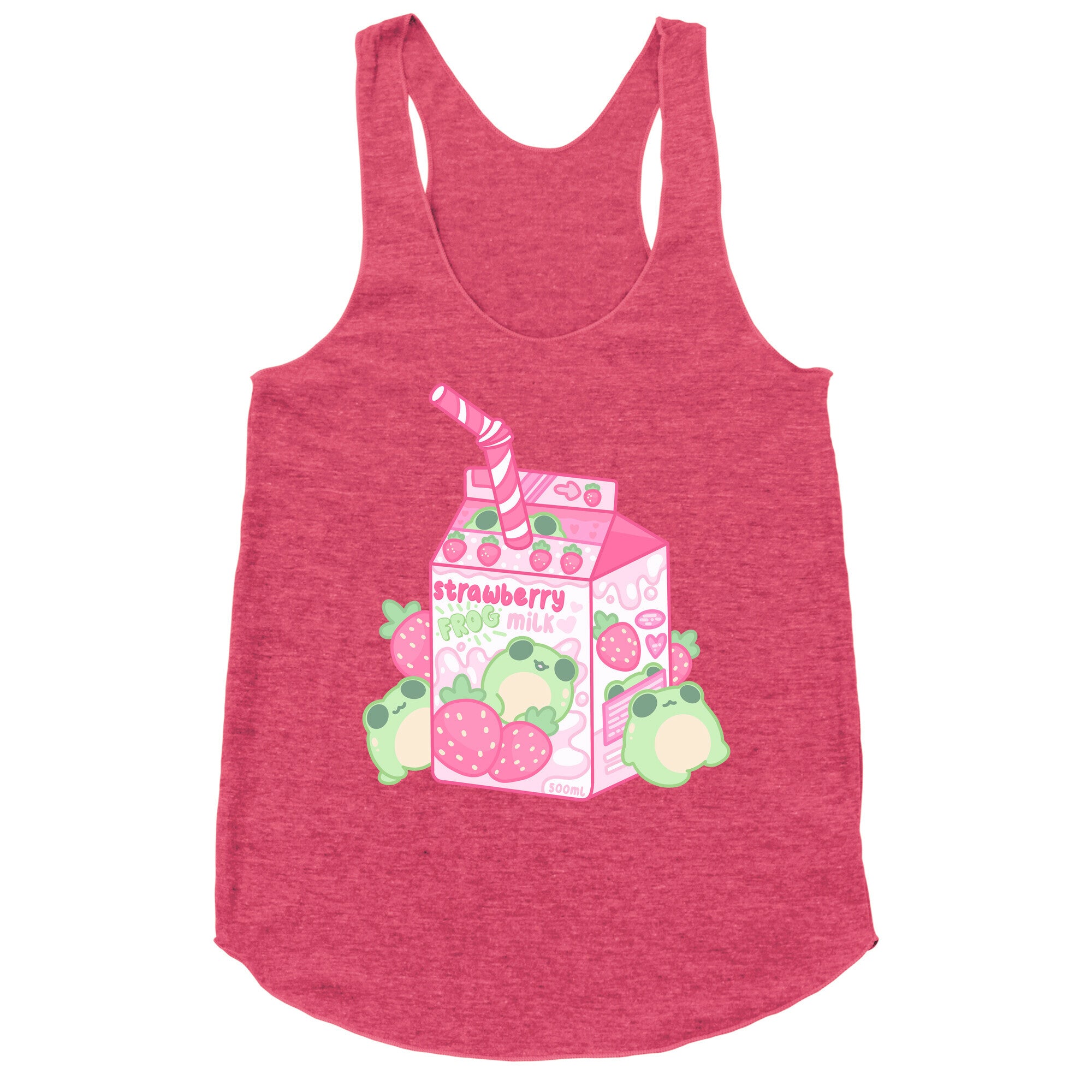 Kawaii Strawberry Frog Milk Racerback Tank