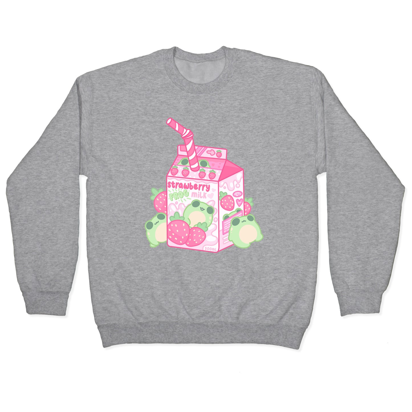 Kawaii Strawberry Frog Milk Crewneck Sweatshirt