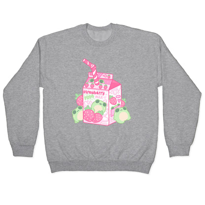 Kawaii Strawberry Frog Milk Crewneck Sweatshirt