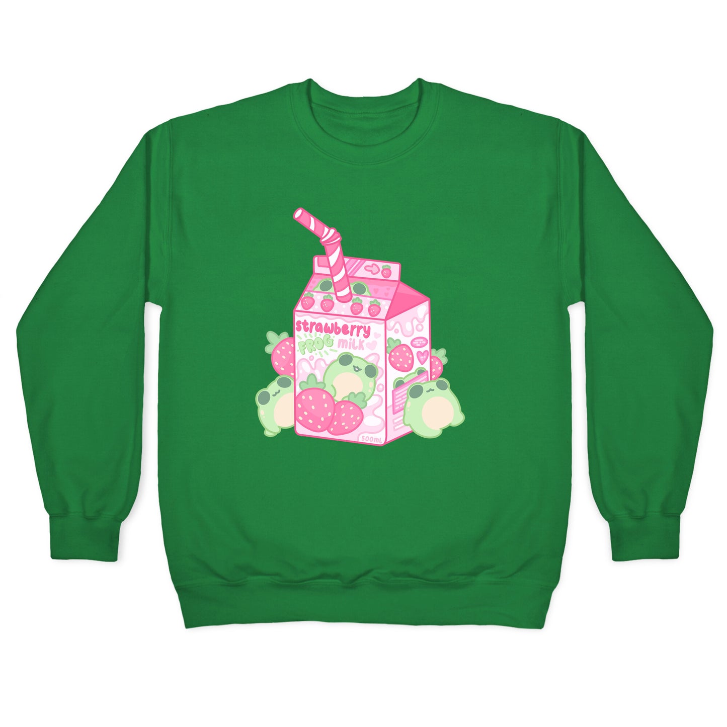 Kawaii Strawberry Frog Milk Crewneck Sweatshirt
