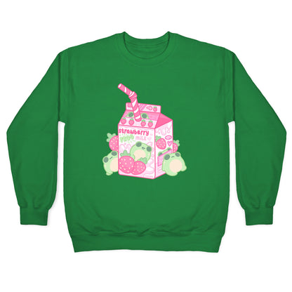 Kawaii Strawberry Frog Milk Crewneck Sweatshirt