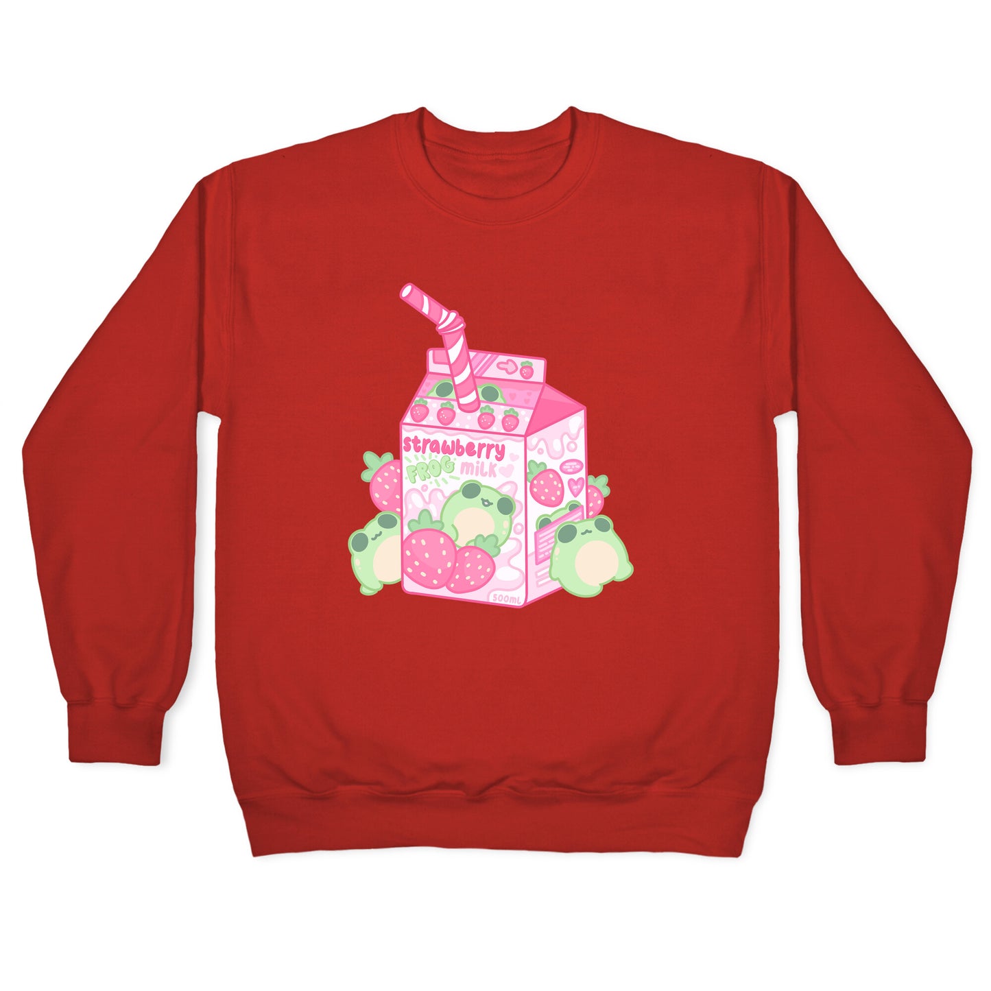 Kawaii Strawberry Frog Milk Crewneck Sweatshirt