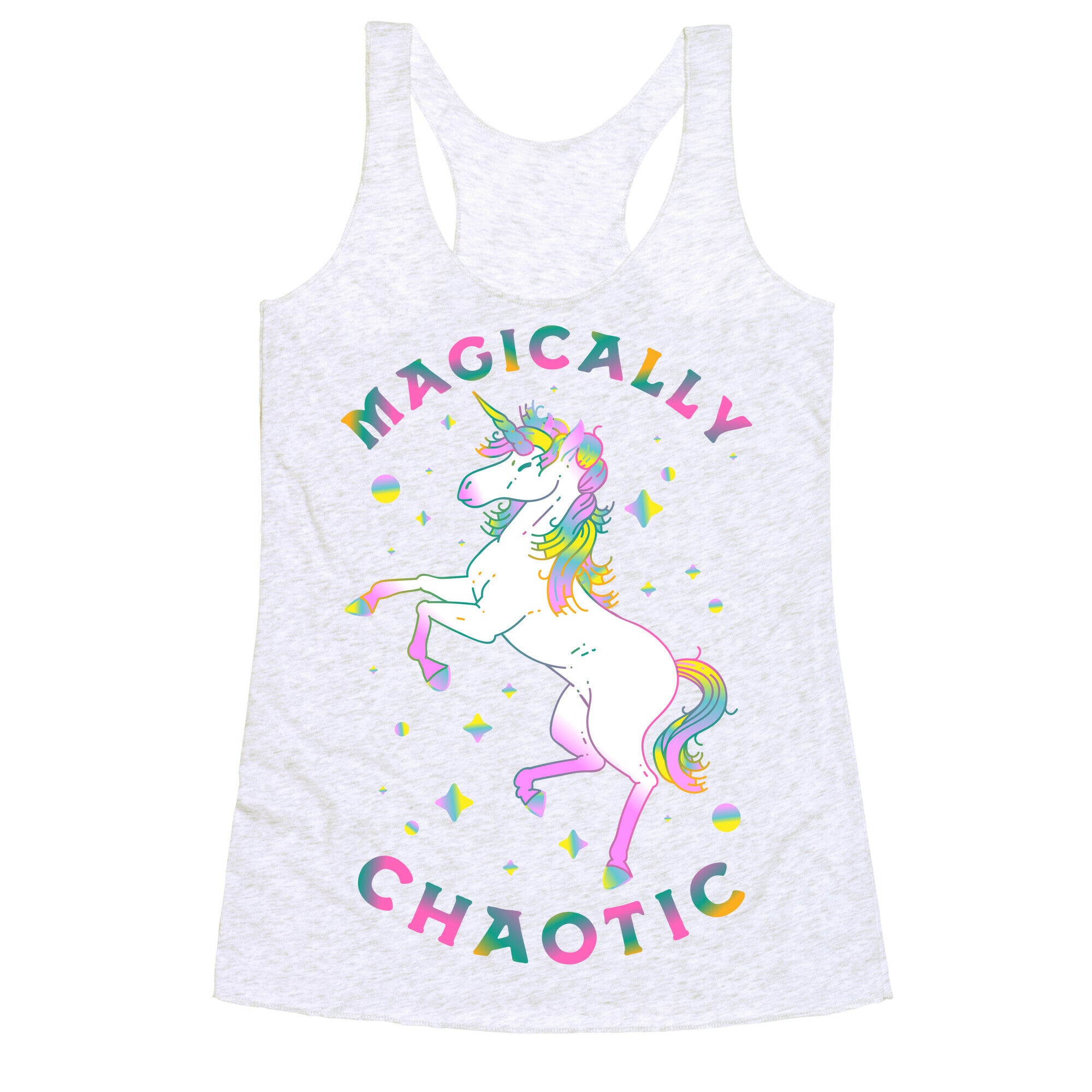 Magically Chaotic Unicorn Racerback Tank