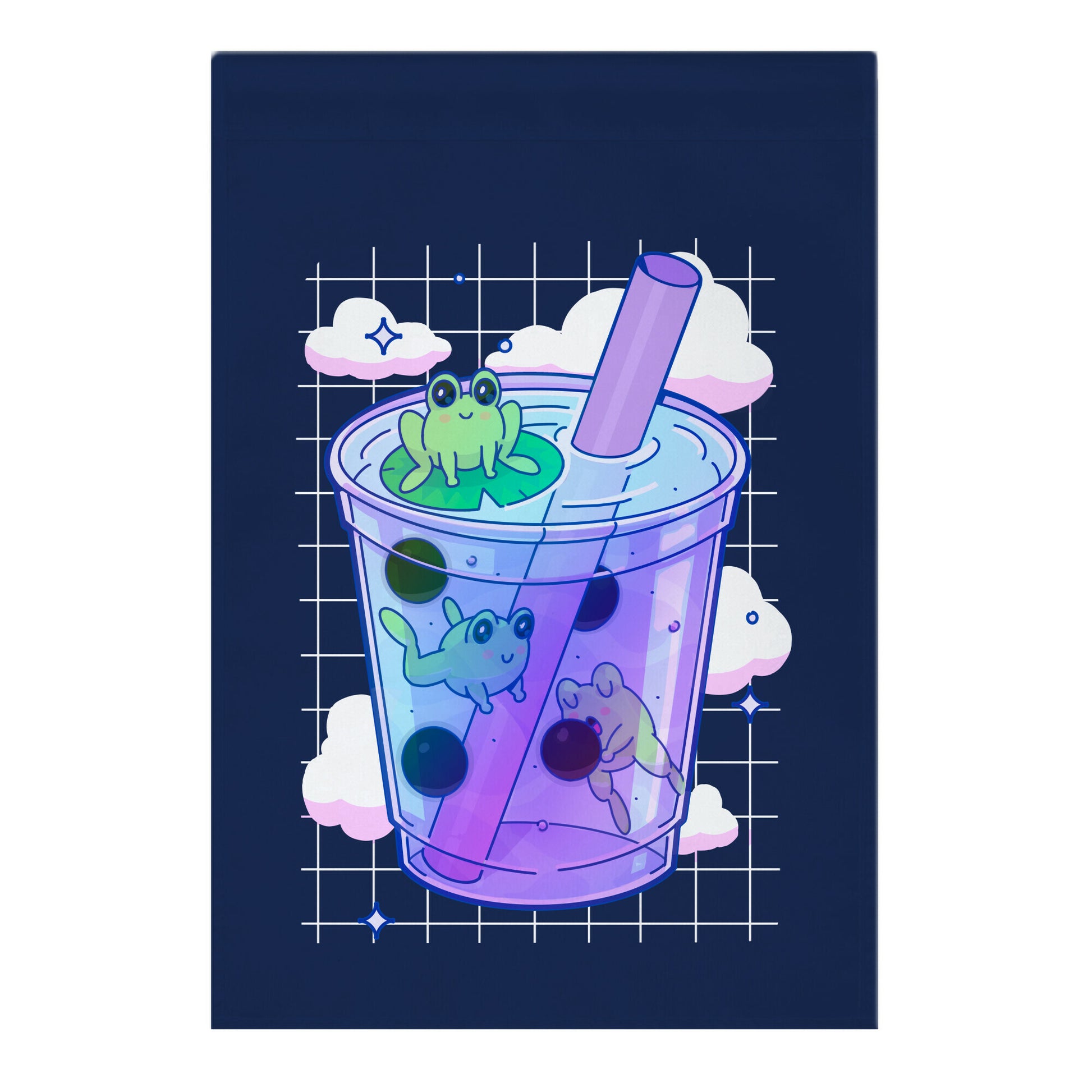 Kawaii Boba Frogs Garden Flag