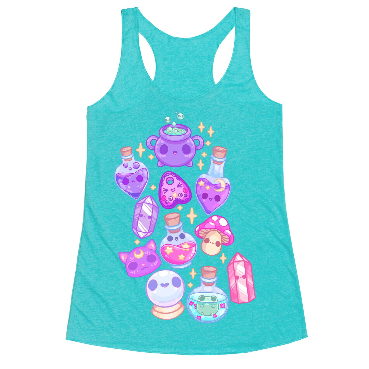 Kawaii Witchy Pattern Racerback Tank