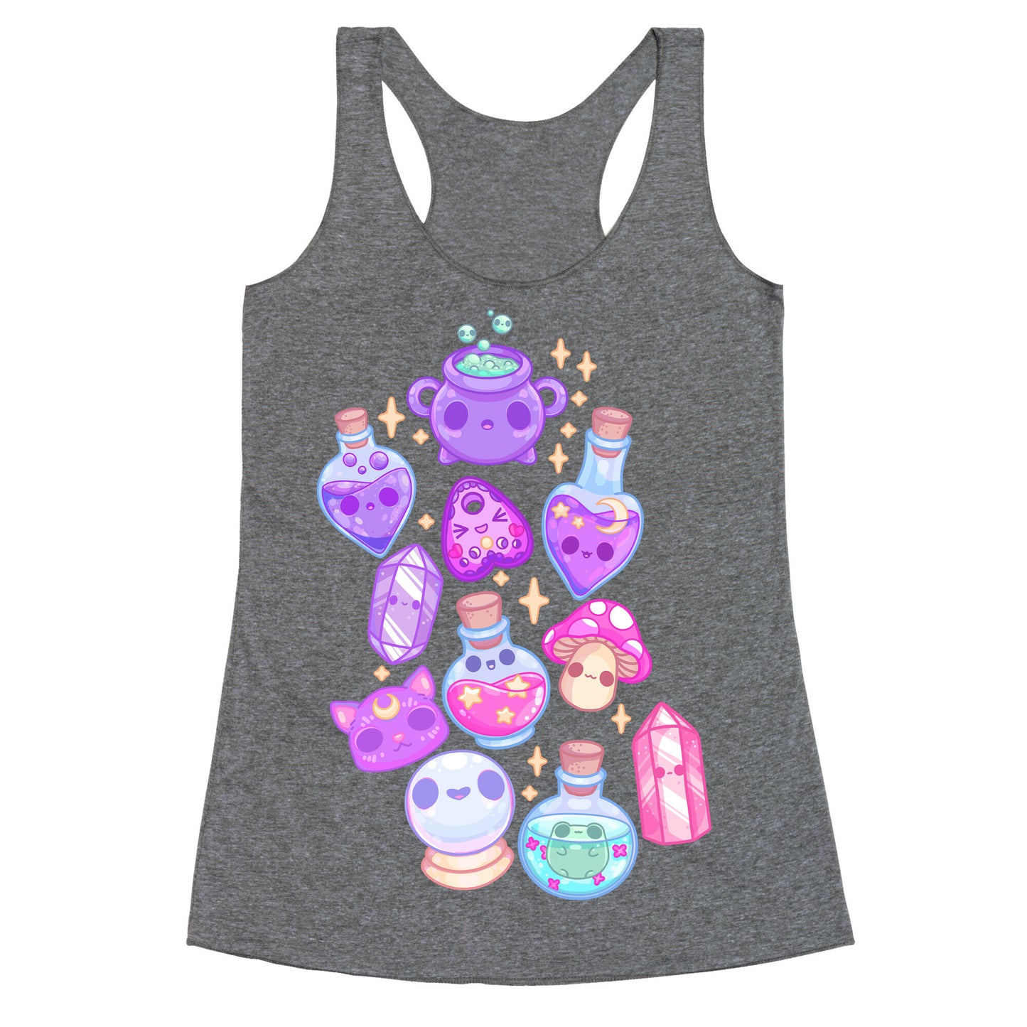 Kawaii Witchy Pattern Racerback Tank