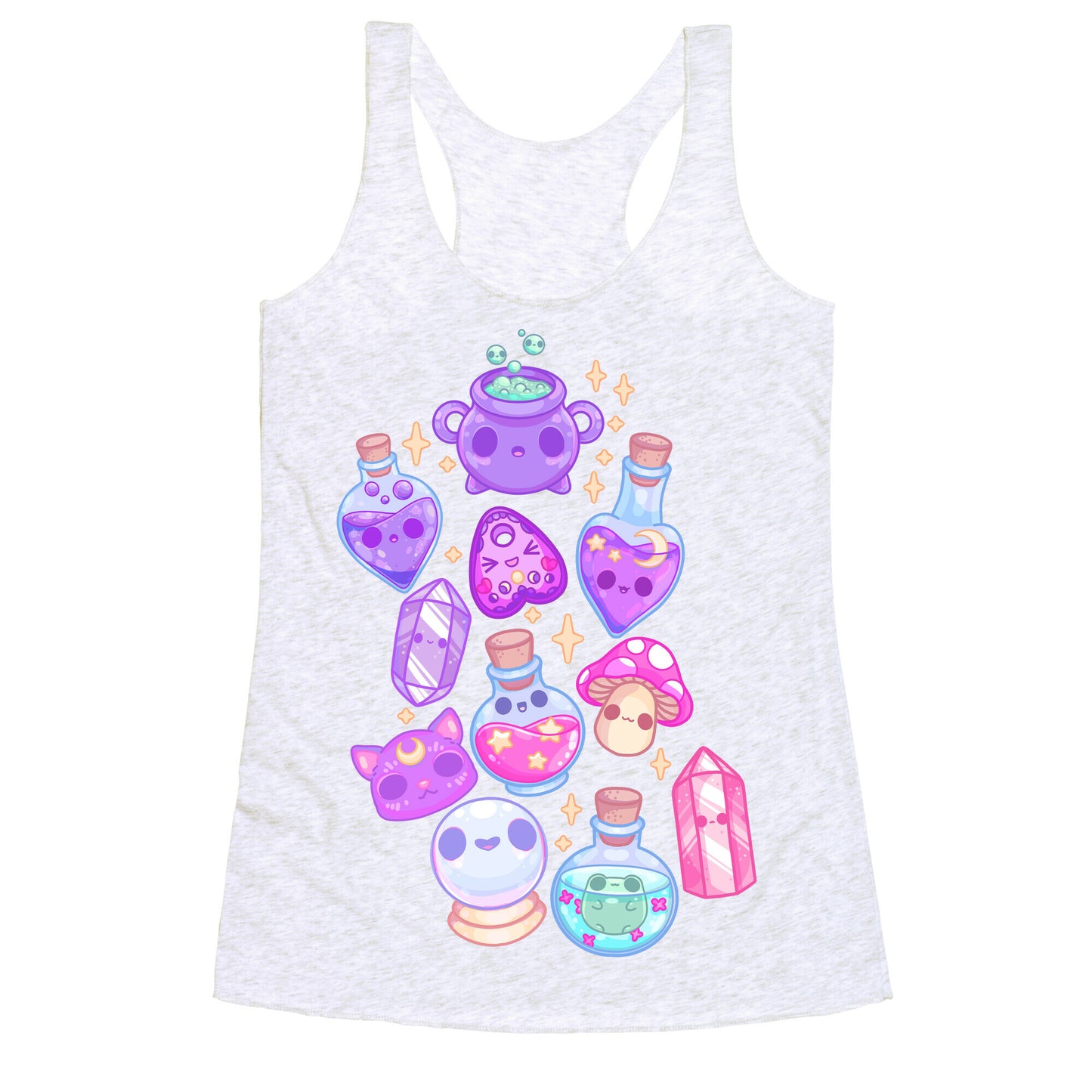 Kawaii Witchy Pattern Racerback Tank