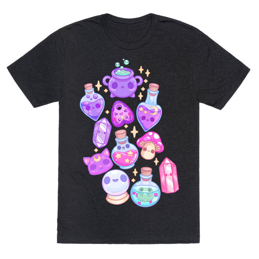 Kawaii Witchy Pattern Unisex Triblend Tee