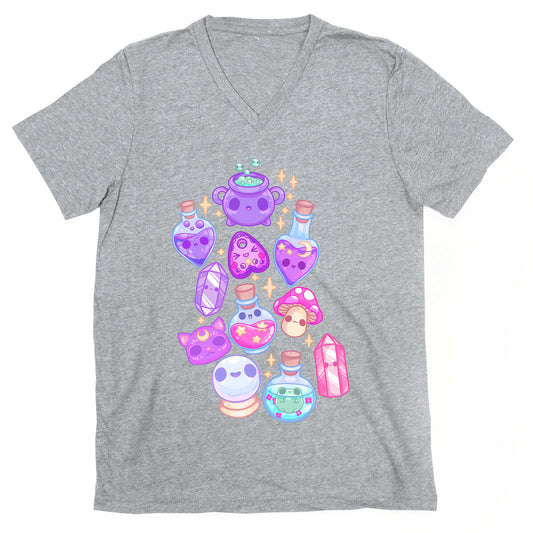 Kawaii Witchy Pattern V-Neck