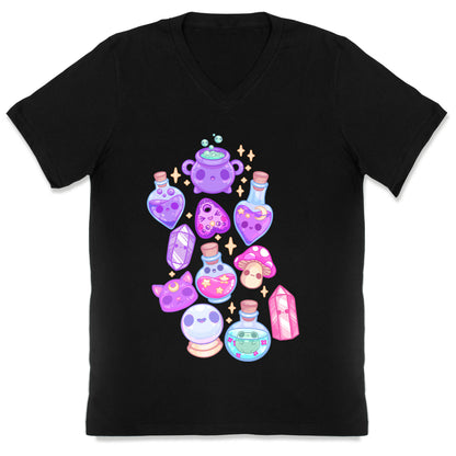 Kawaii Witchy Pattern V-Neck