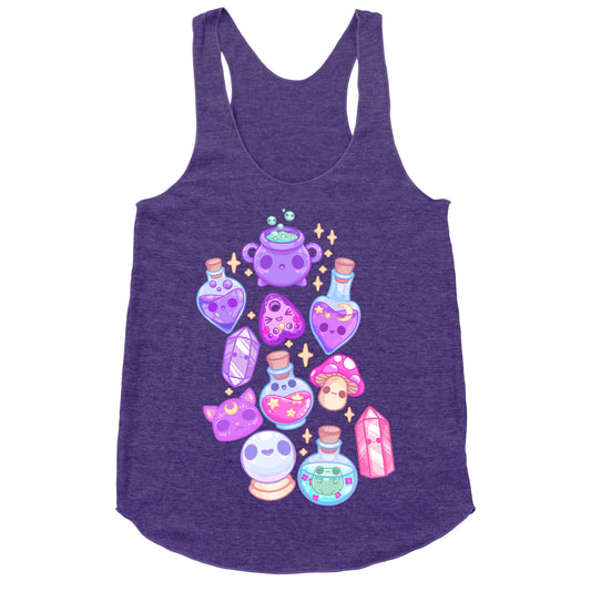 Kawaii Witchy Pattern Racerback Tank