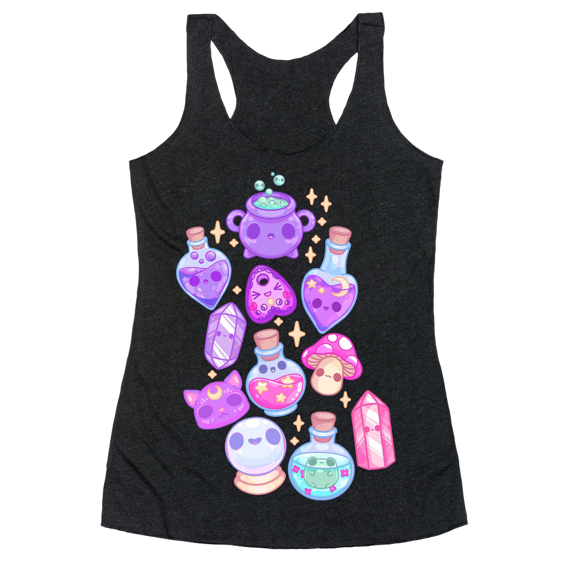 Kawaii Witchy Pattern Racerback Tank