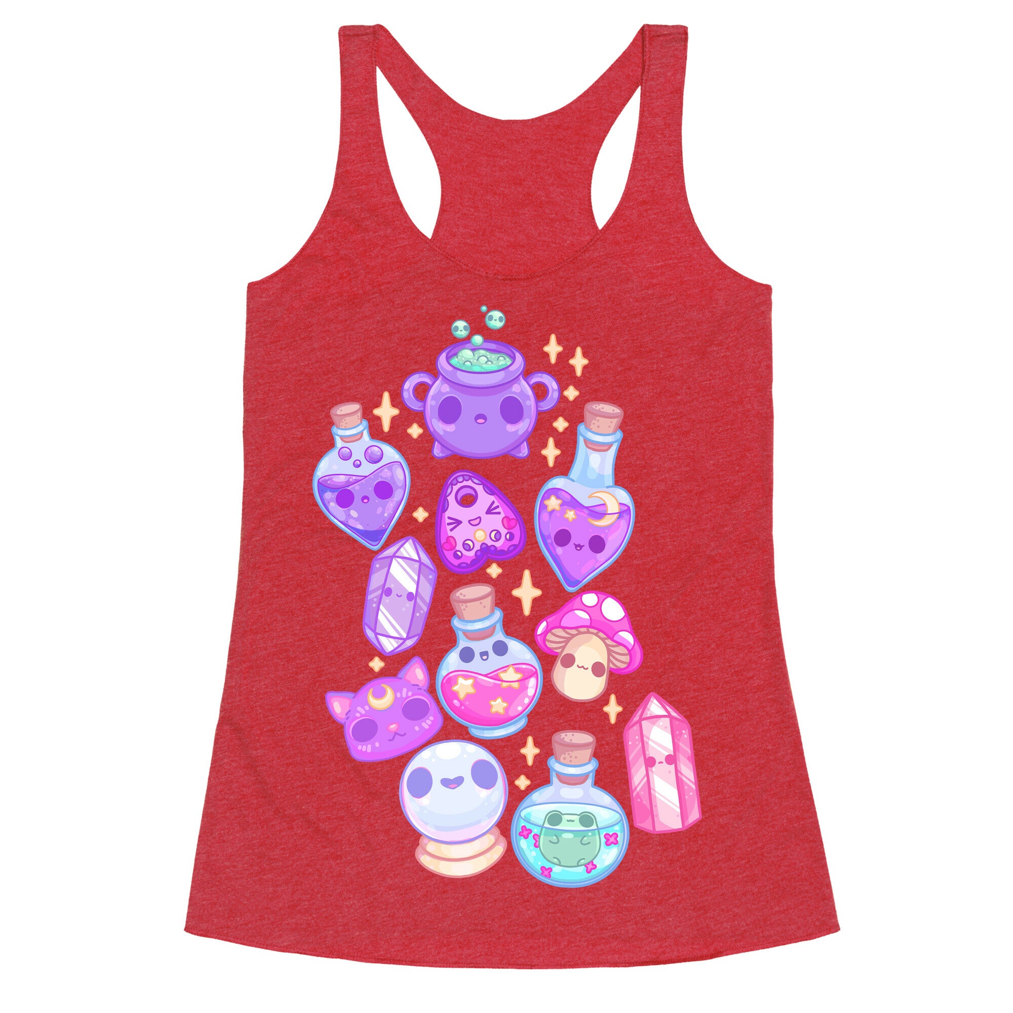 Kawaii Witchy Pattern Racerback Tank