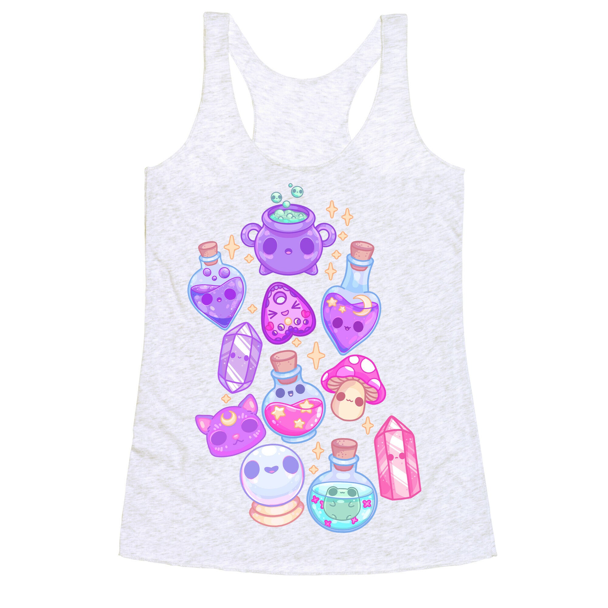 Kawaii Witchy Pattern Racerback Tank