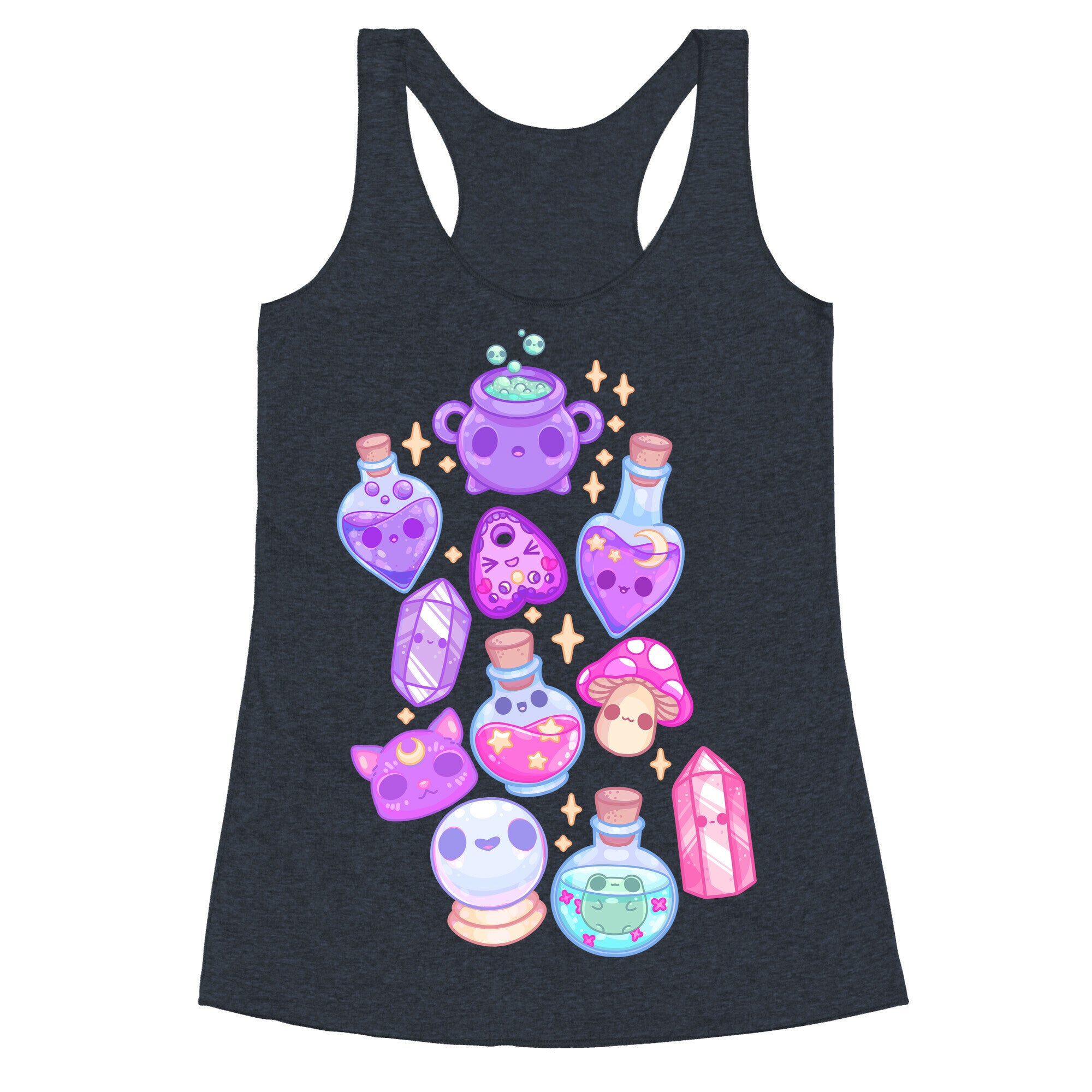 Kawaii Witchy Pattern Racerback Tank