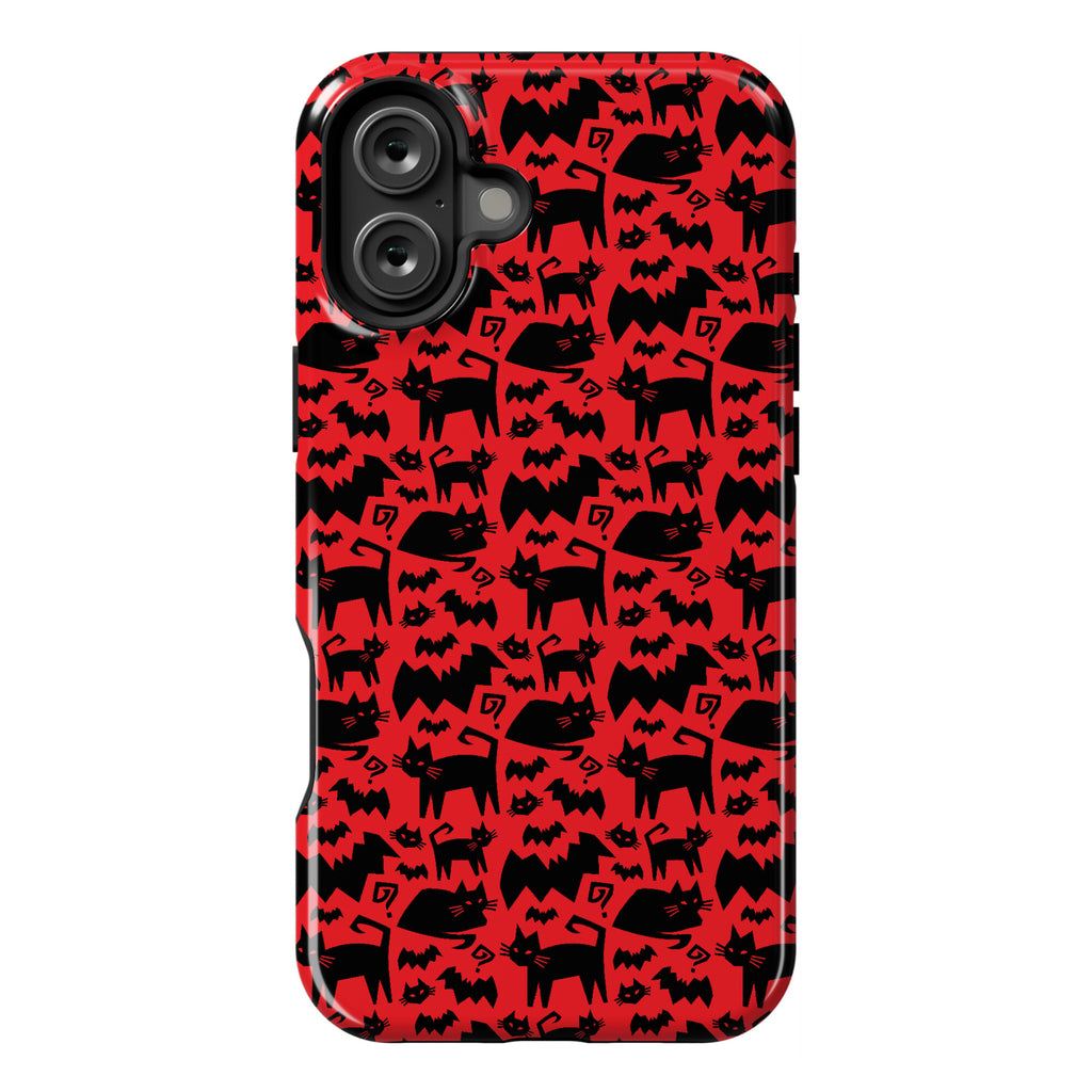 Bats Cats and Questions Pattern Phone Case