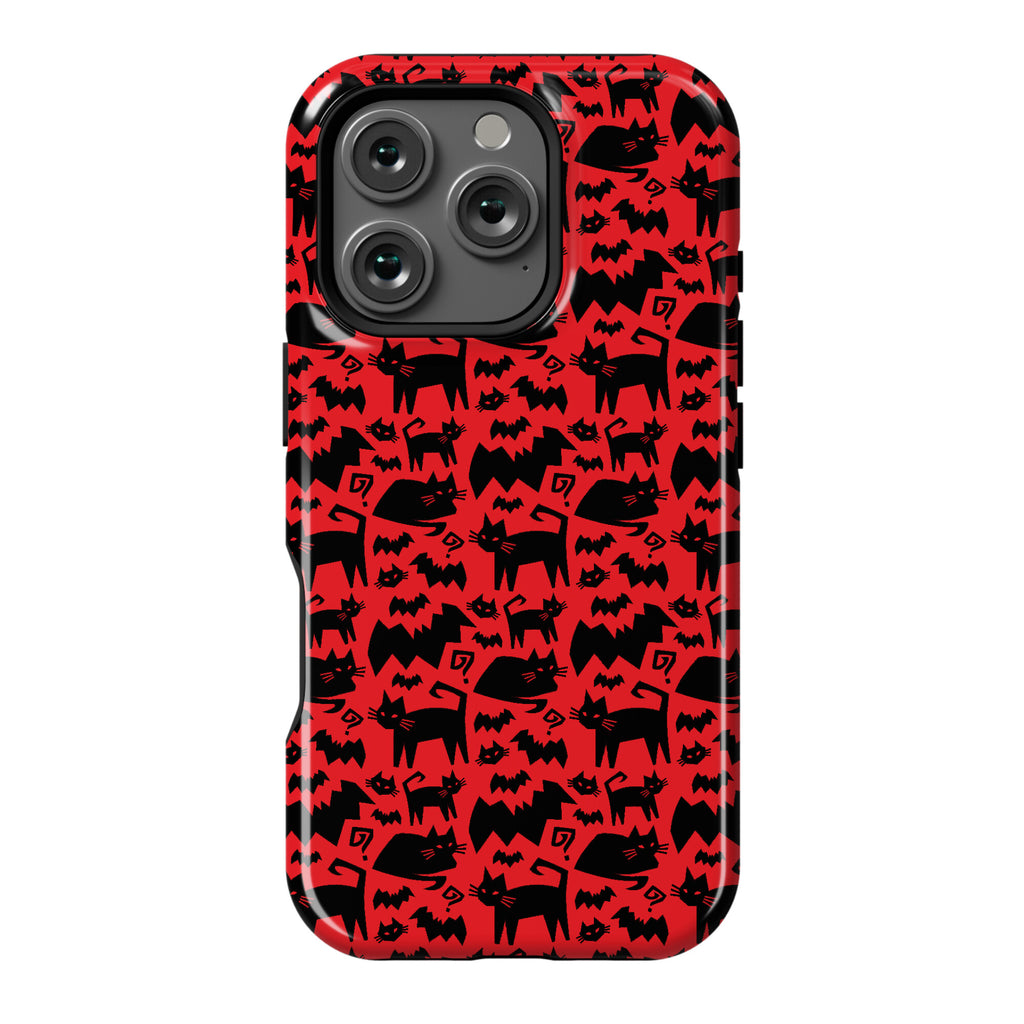 Bats Cats and Questions Pattern Phone Case