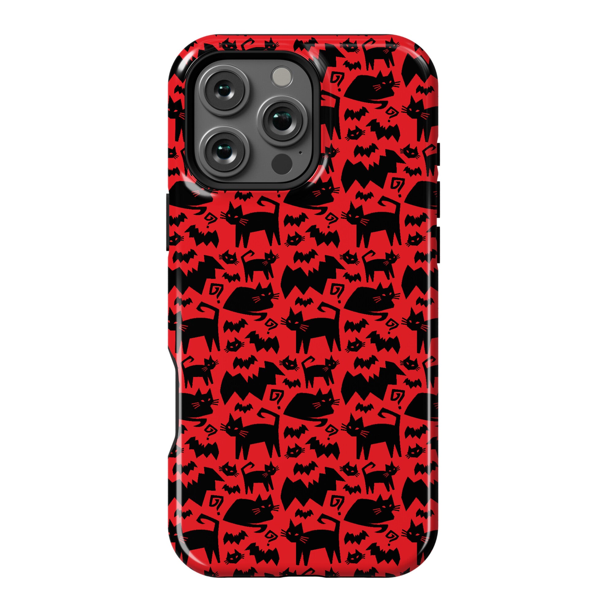 Bats Cats and Questions Pattern Phone Case