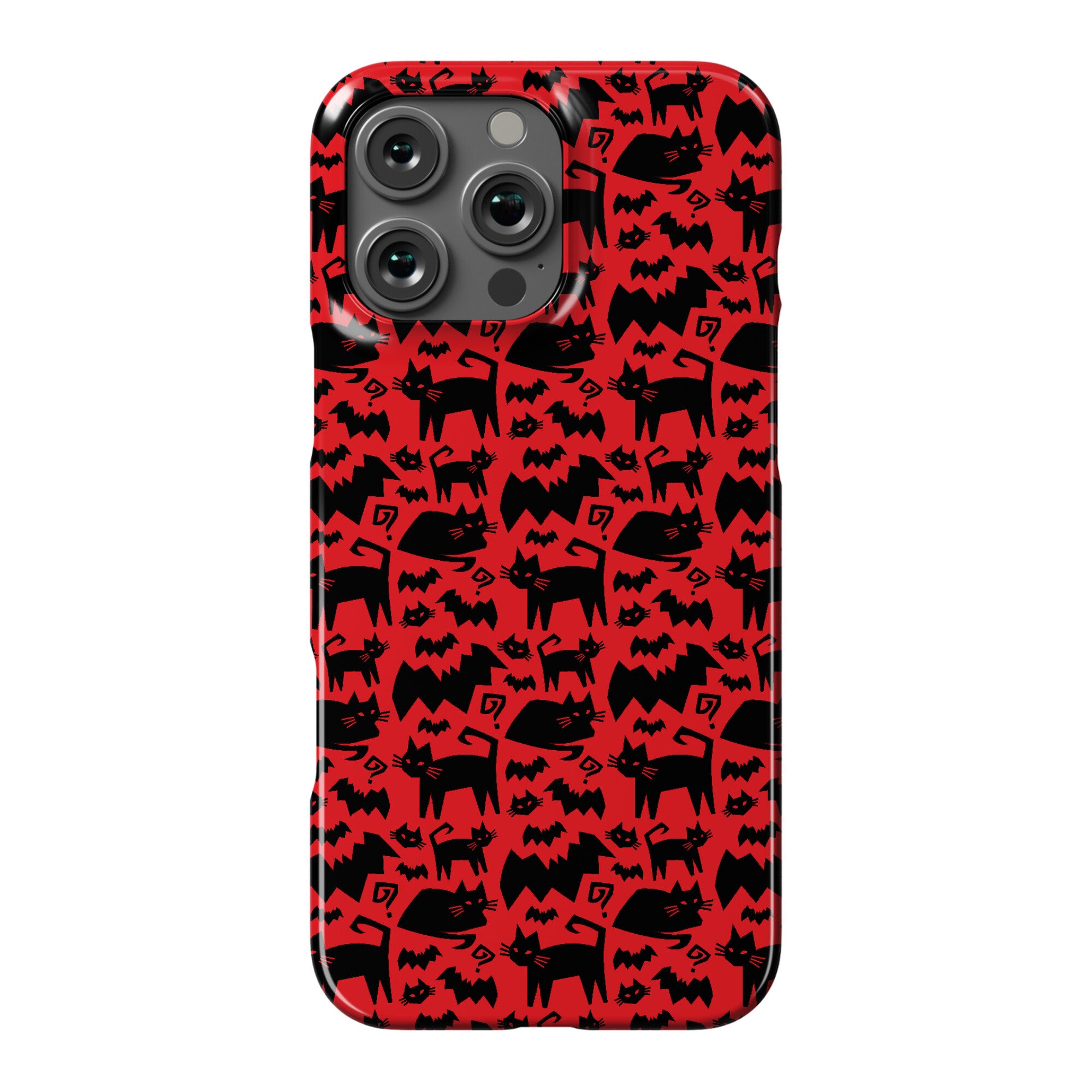 Bats Cats and Questions Pattern Phone Case