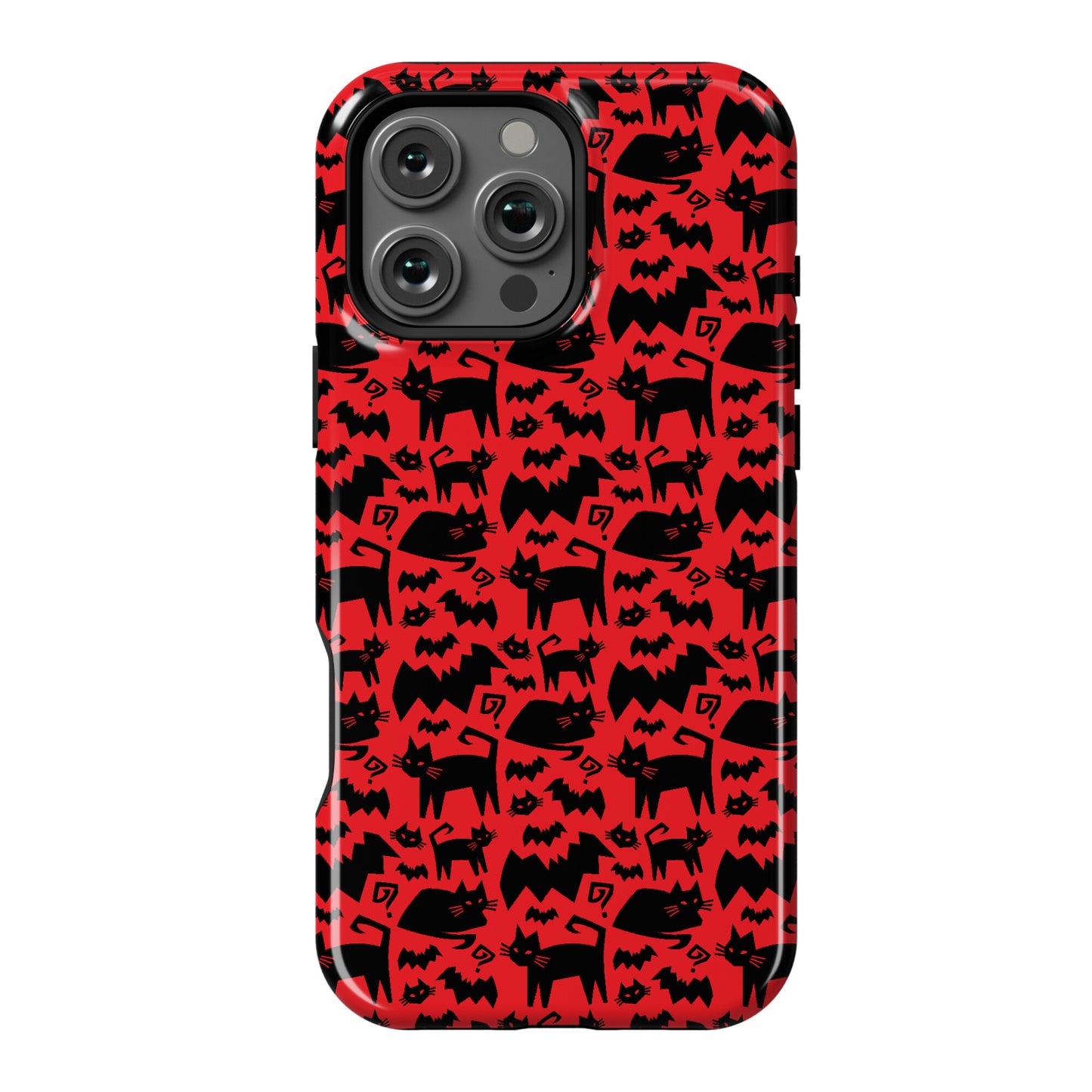 Bats Cats and Questions Pattern Phone Case