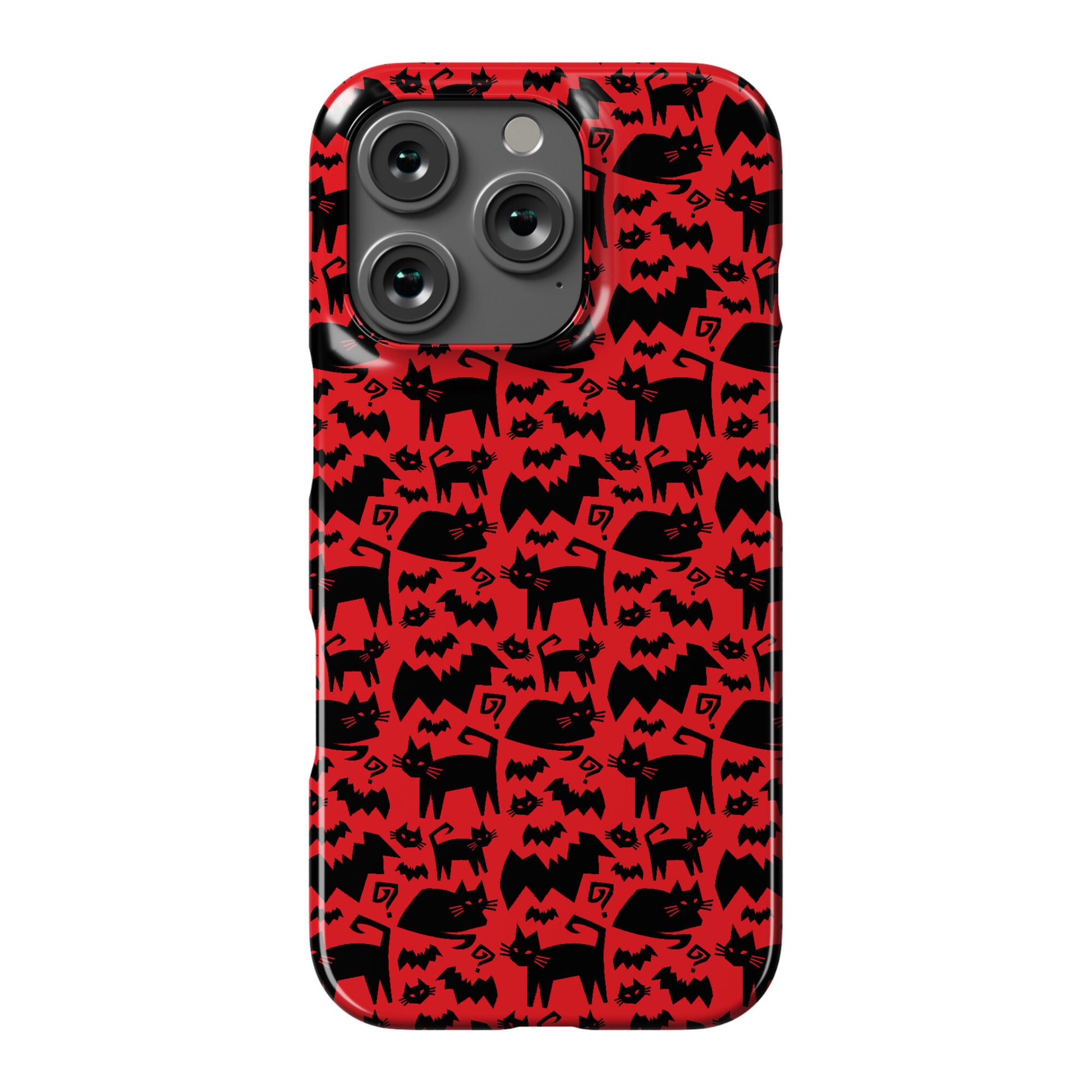 Bats Cats and Questions Pattern Phone Case