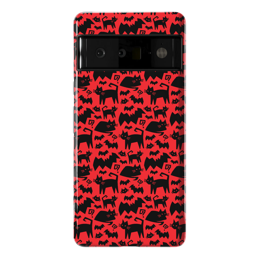 Bats Cats and Questions Pattern Phone Case