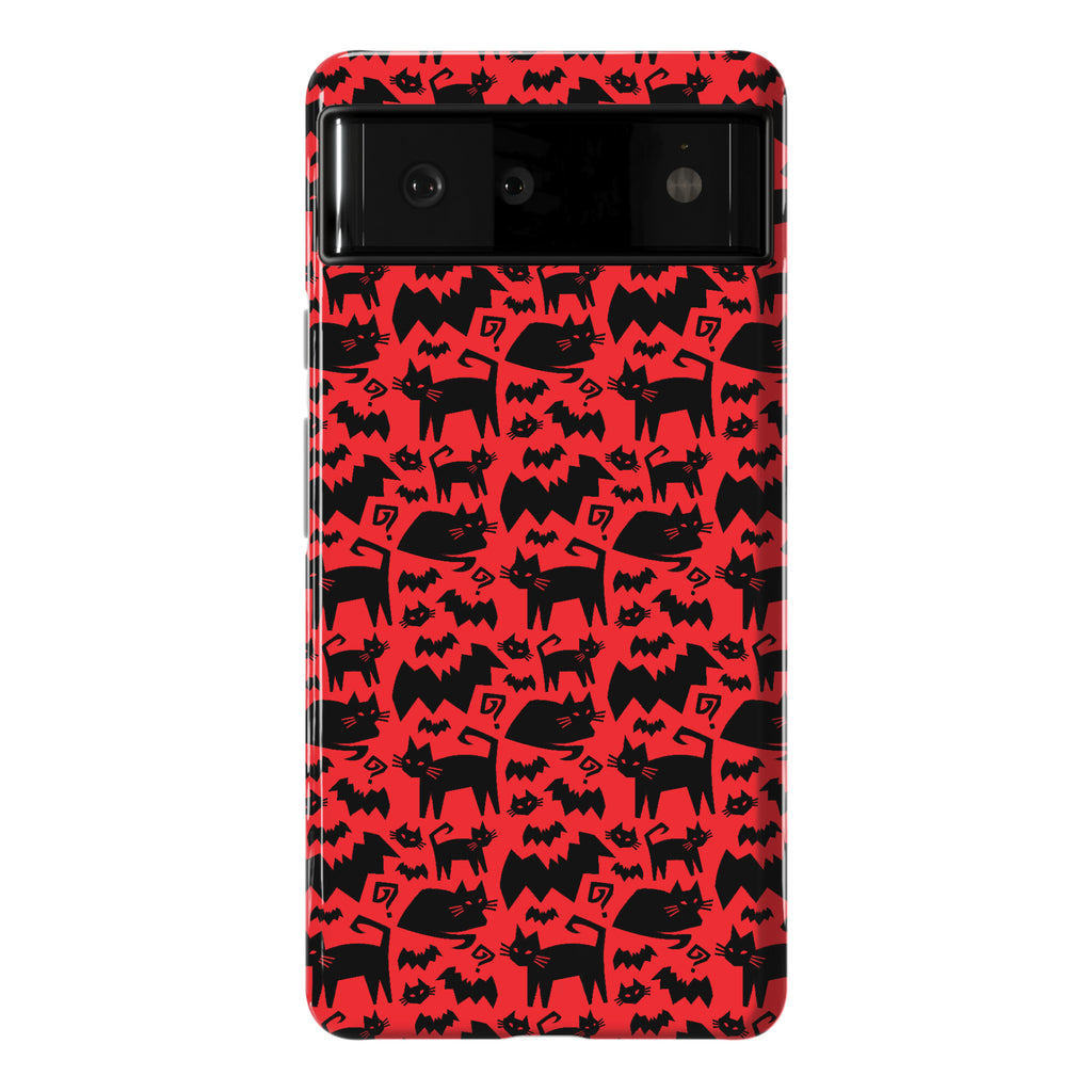 Bats Cats and Questions Pattern Phone Case