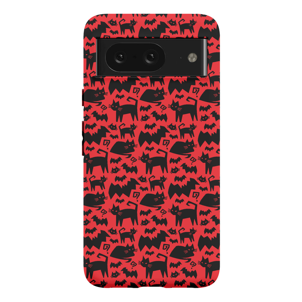 Bats Cats and Questions Pattern Phone Case