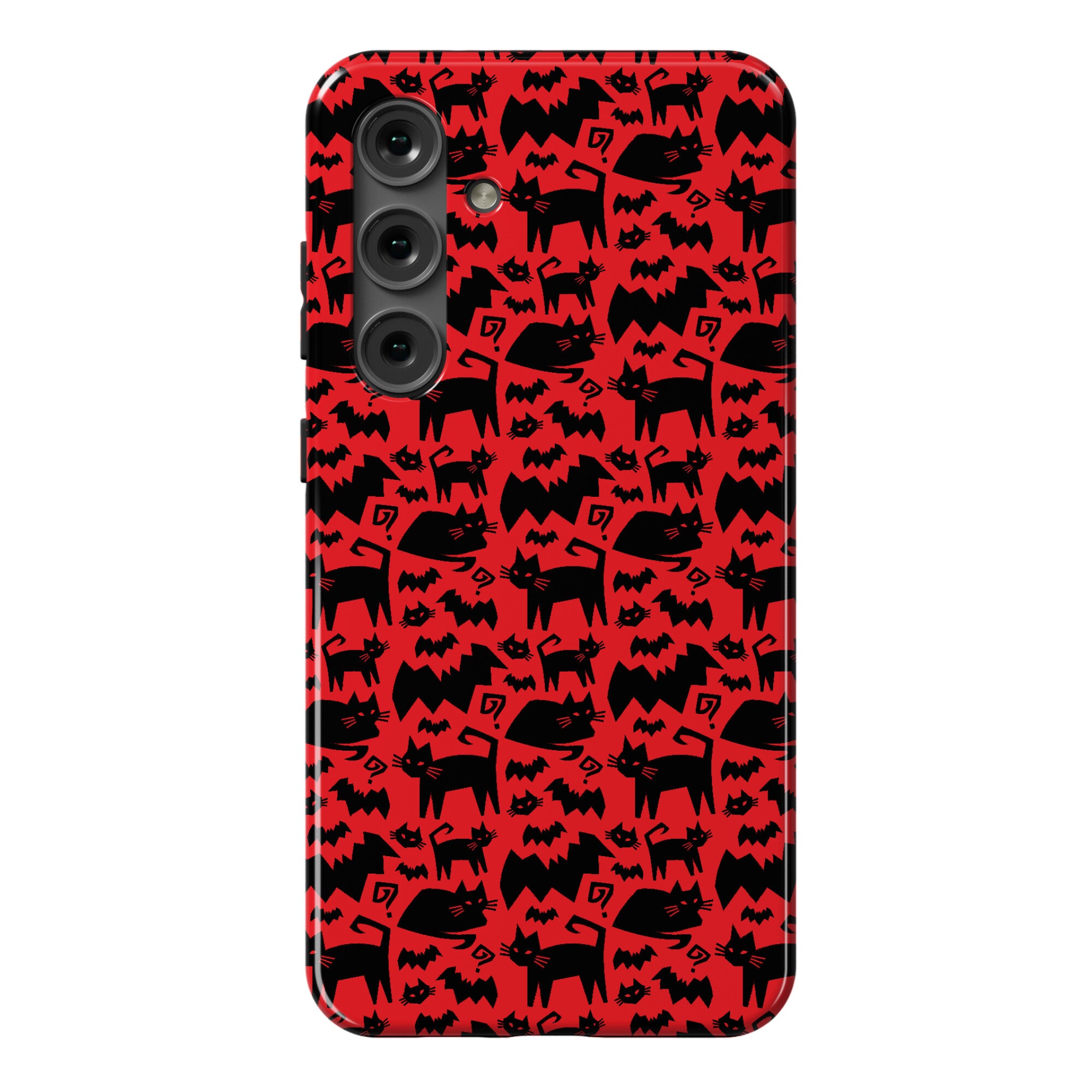 Bats Cats and Questions Pattern Phone Case