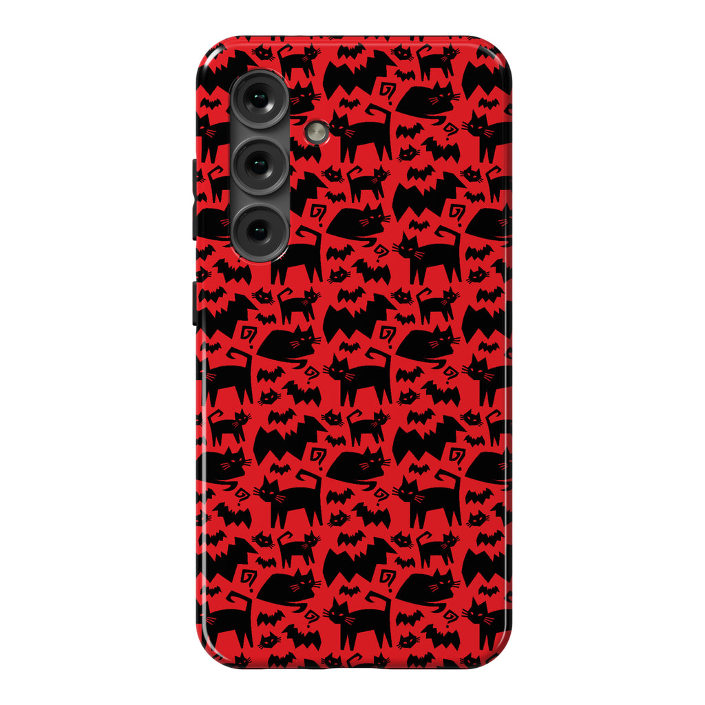 Bats Cats and Questions Pattern Phone Case
