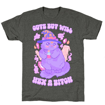 Cute But Will Hex a Bitch Cat Unisex Triblend Tee