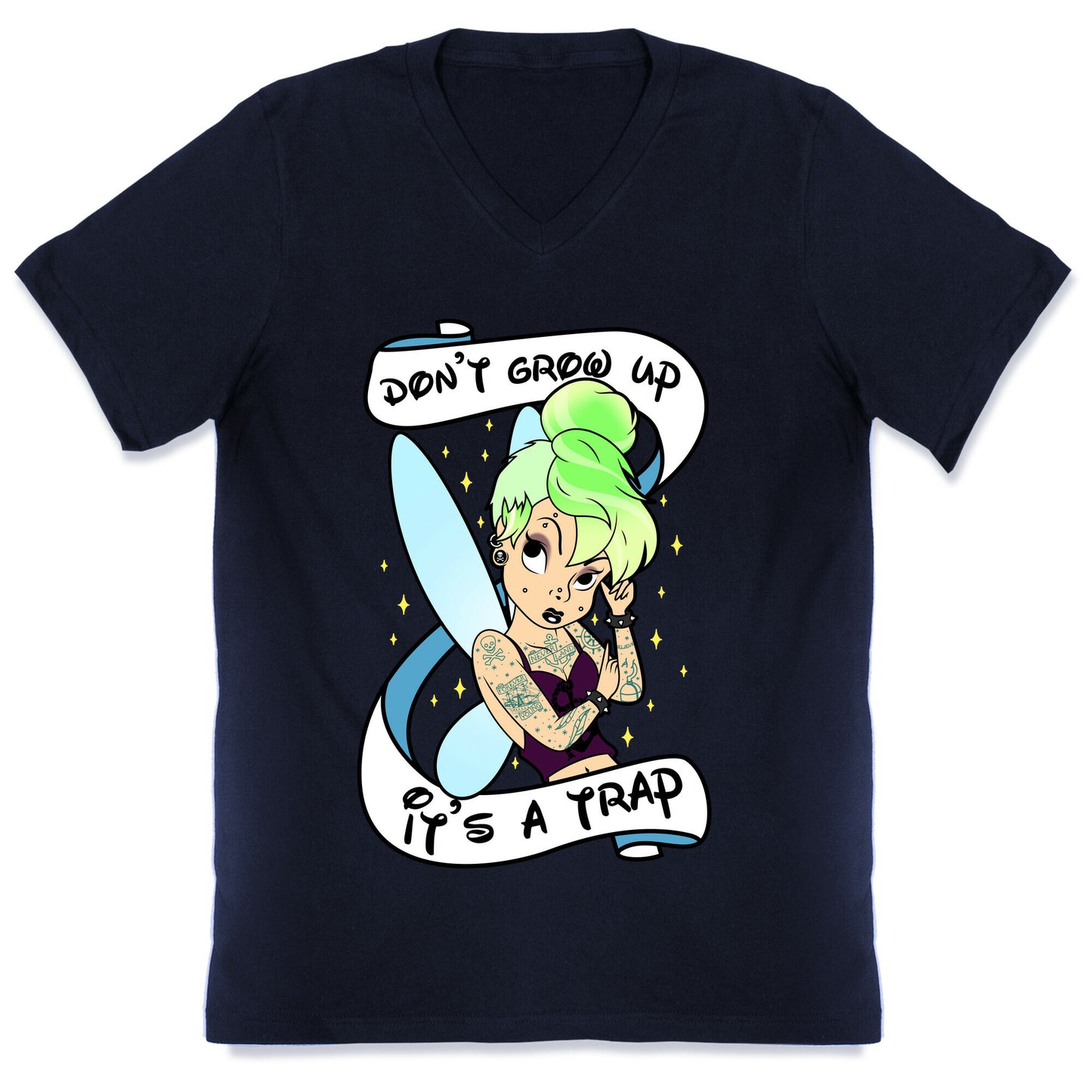 Punk Tinkerbell (Don't Grow Up It's A Trap) V-Neck