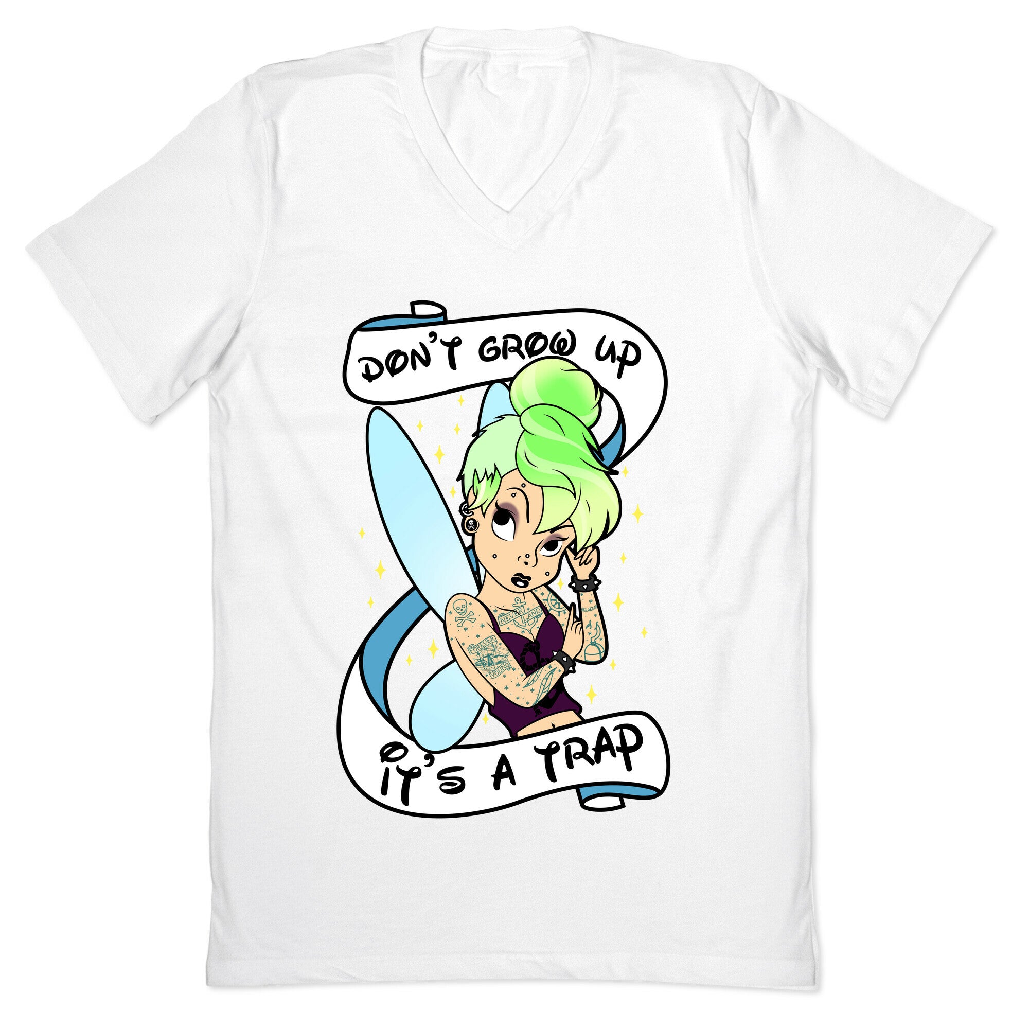 Punk Tinkerbell (Don't Grow Up It's A Trap) V-Neck