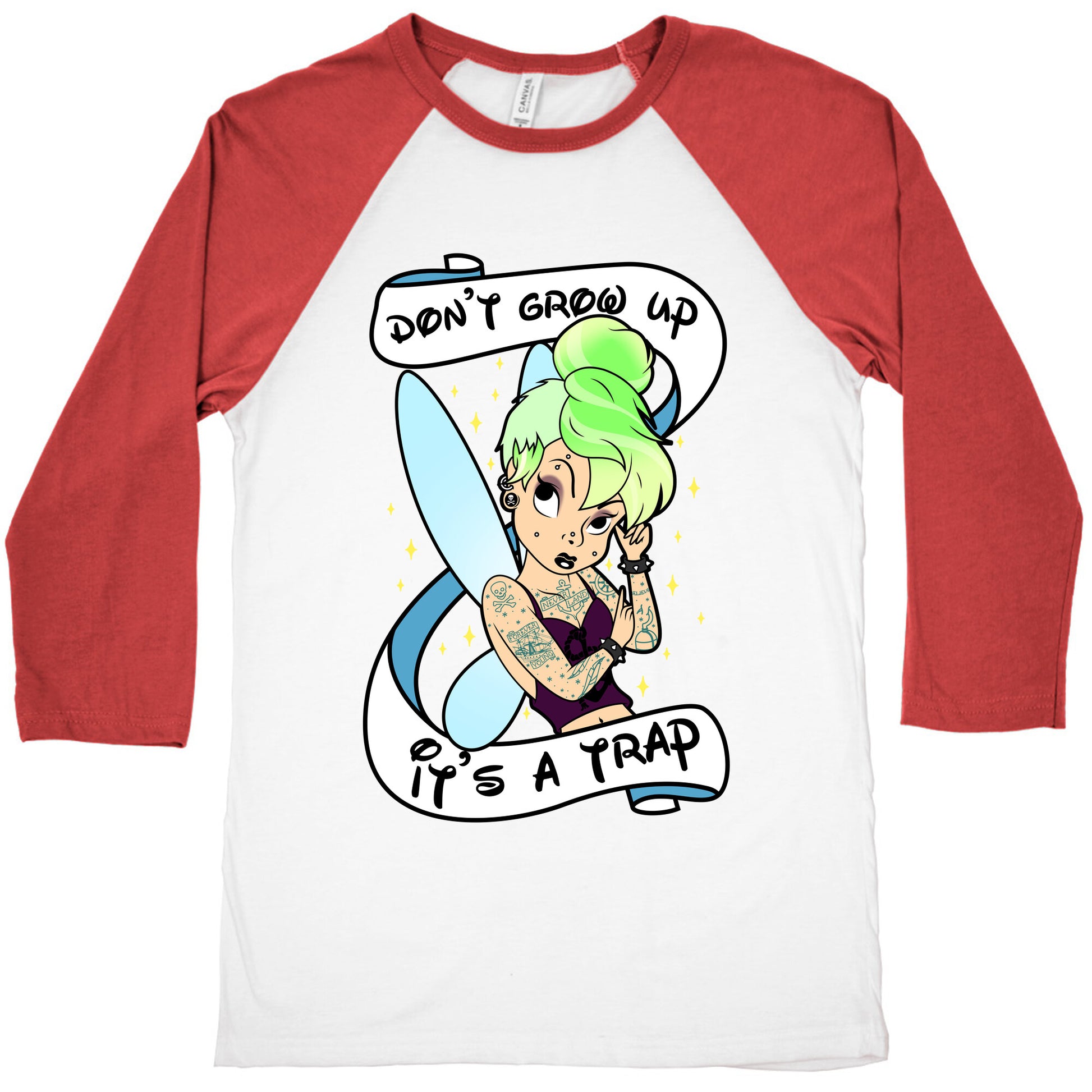 Punk Tinkerbell (Don't Grow Up It's A Trap) Baseball Tee