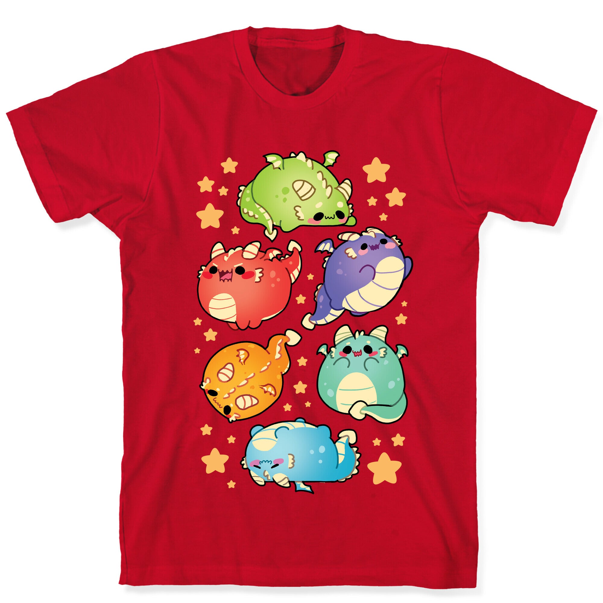 Kawaii Dragons Pattern T-Shirt