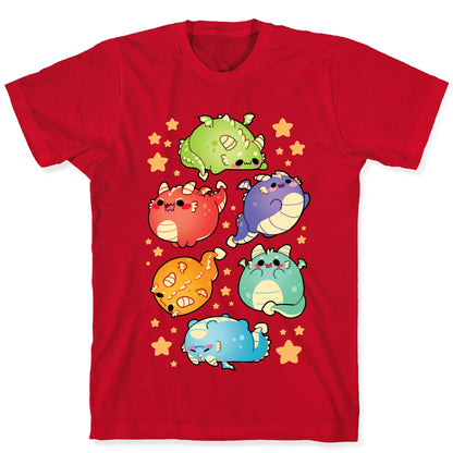 Kawaii Dragons Pattern T-Shirt