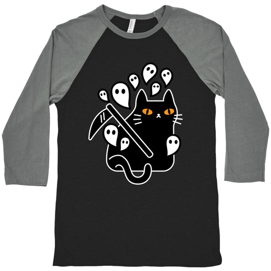 Nine Lives Reaper Cat Baseball Tee