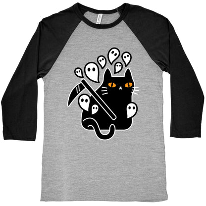 Nine Lives Reaper Cat Baseball Tee