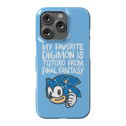 My Favorite Digimon Is Totoro From Final Fantasy Parody Phone Case