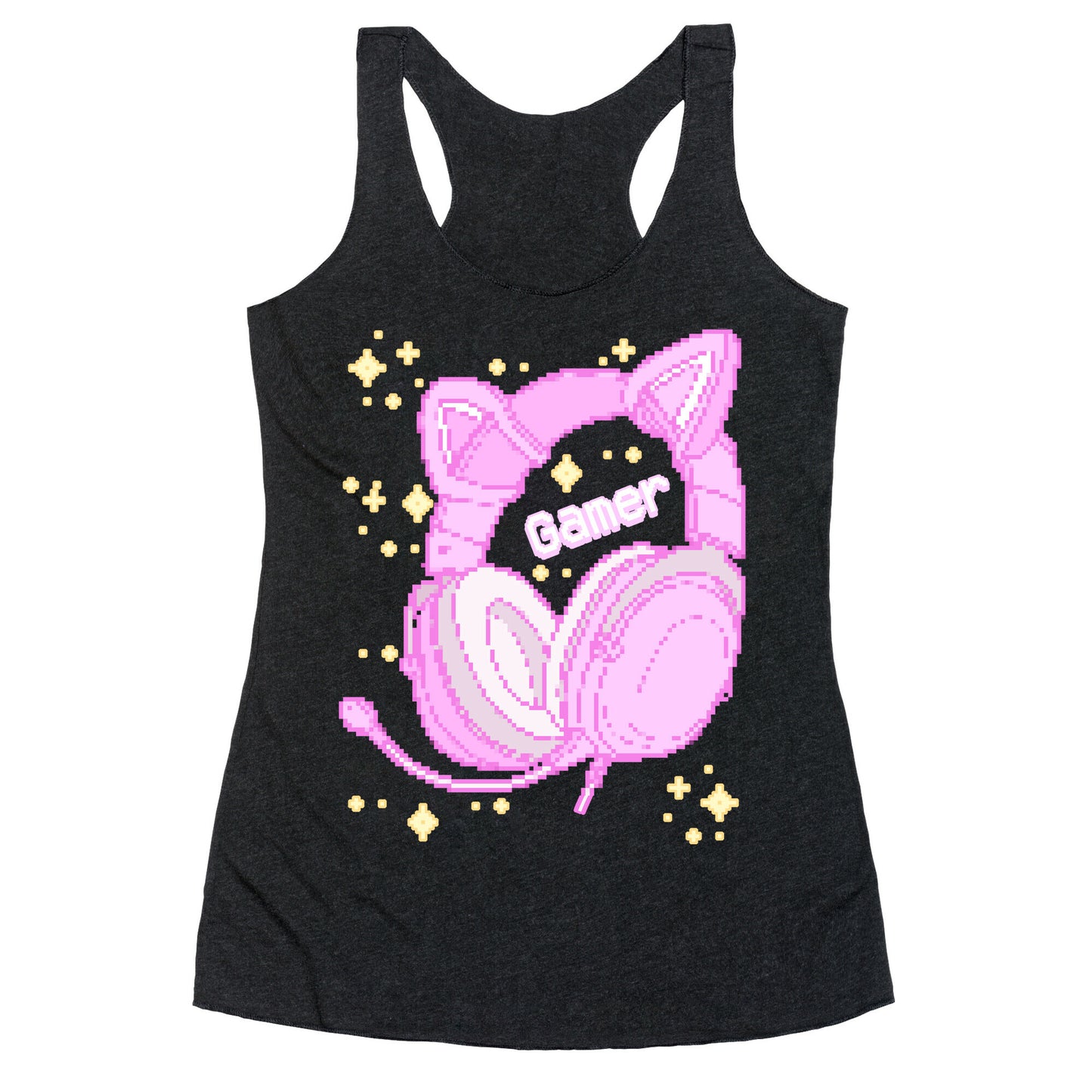 Pixel Gamer Cat Ear Headphones Racerback Tank