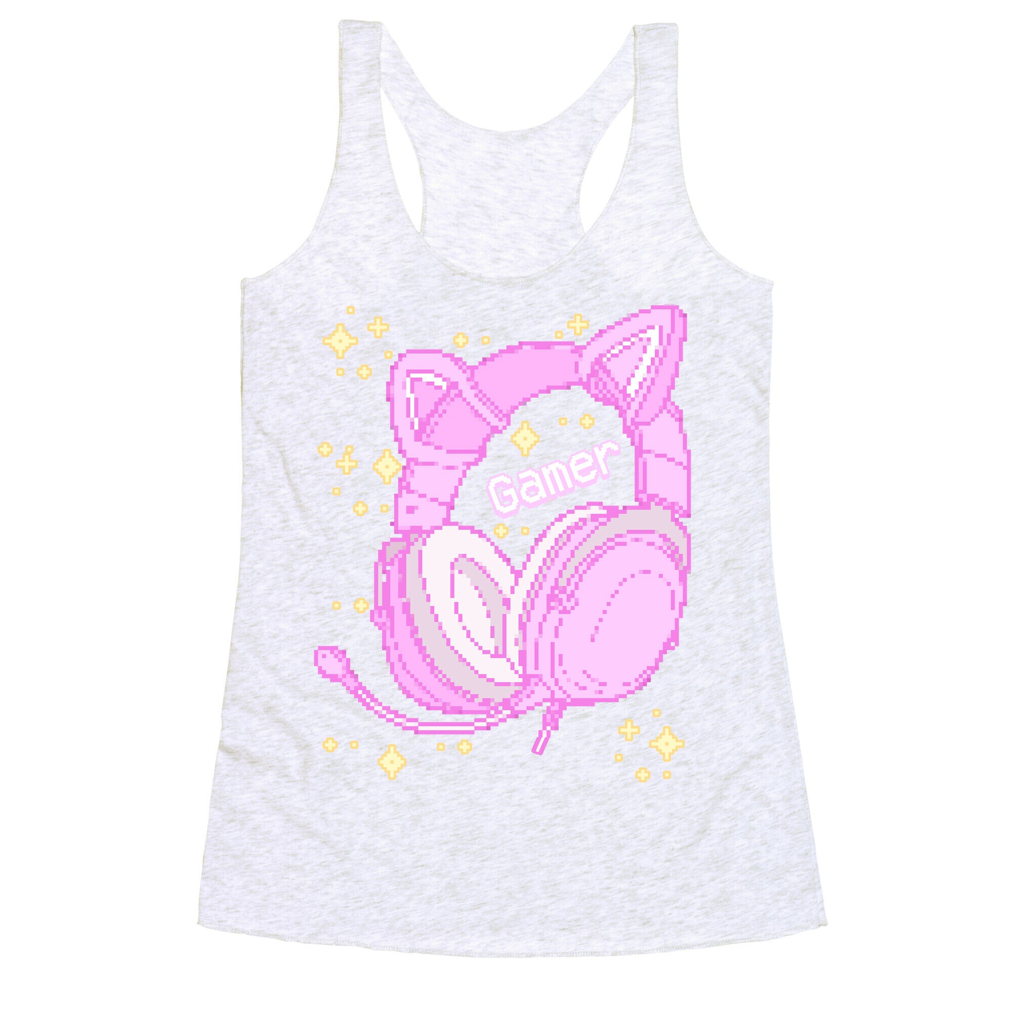 Pixel Gamer Cat Ear Headphones Racerback Tank