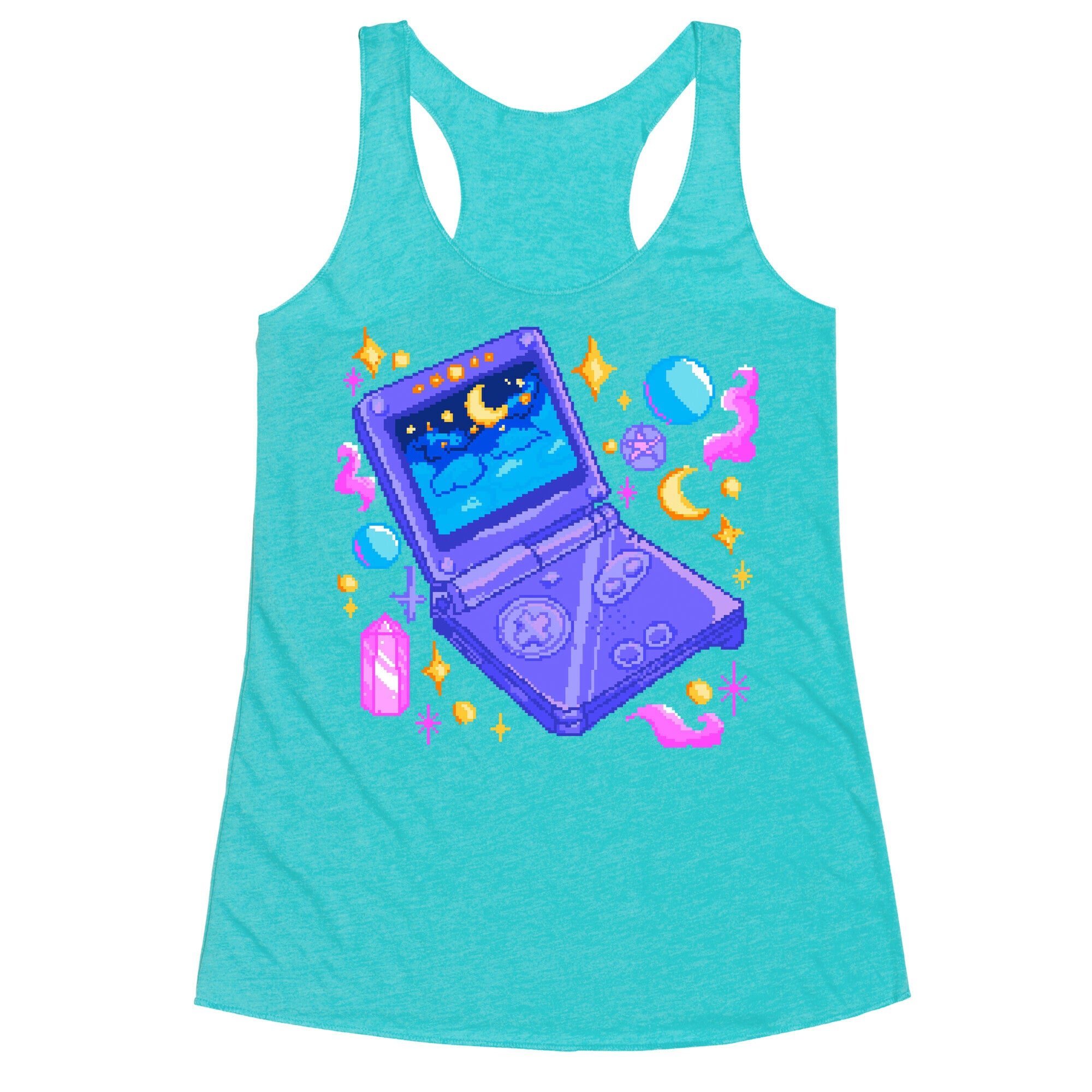 Pixelated Witchy Game Boy  Racerback Tank