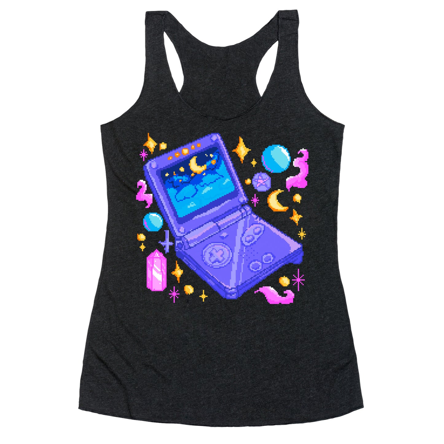 Pixelated Witchy Game Boy  Racerback Tank