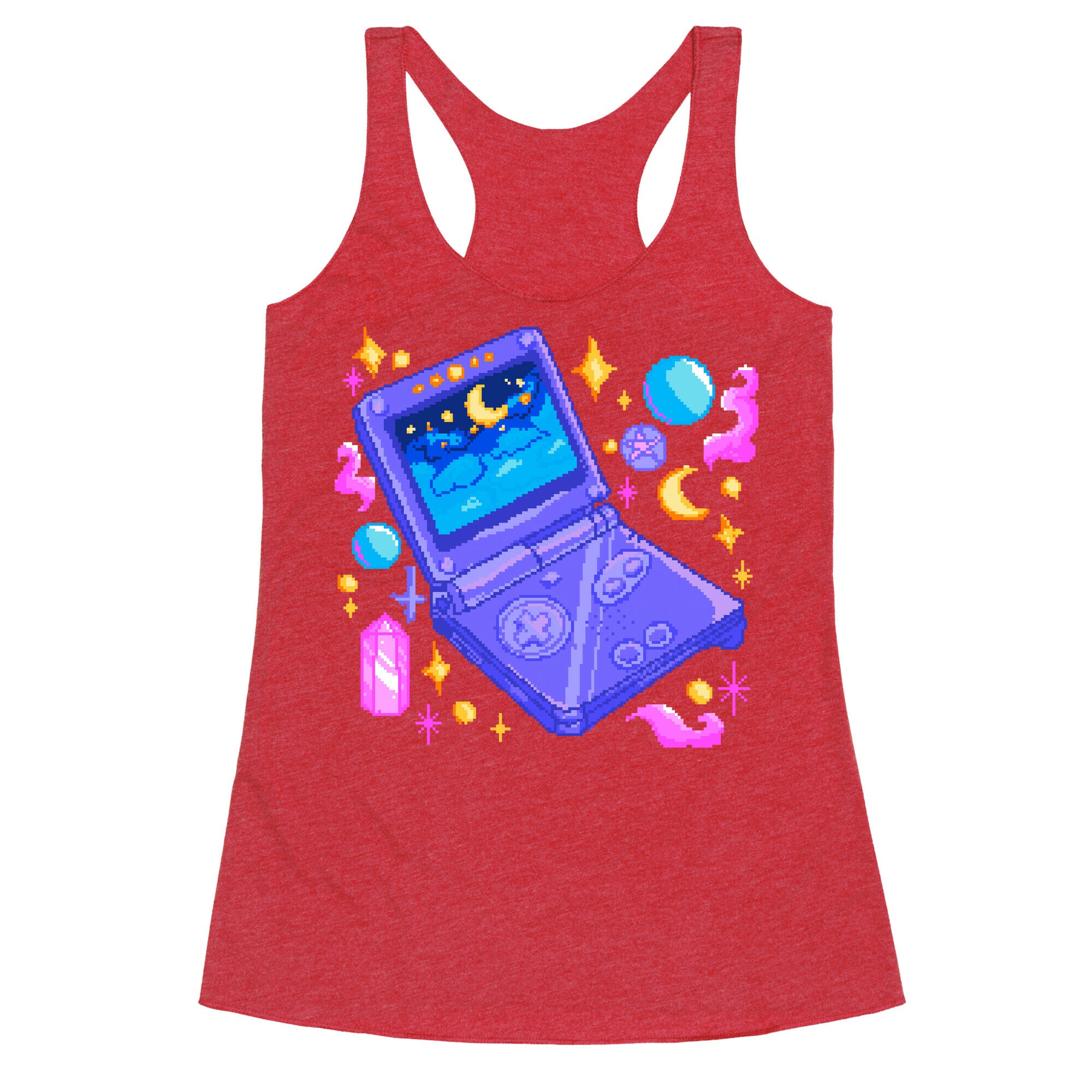 Pixelated Witchy Game Boy  Racerback Tank