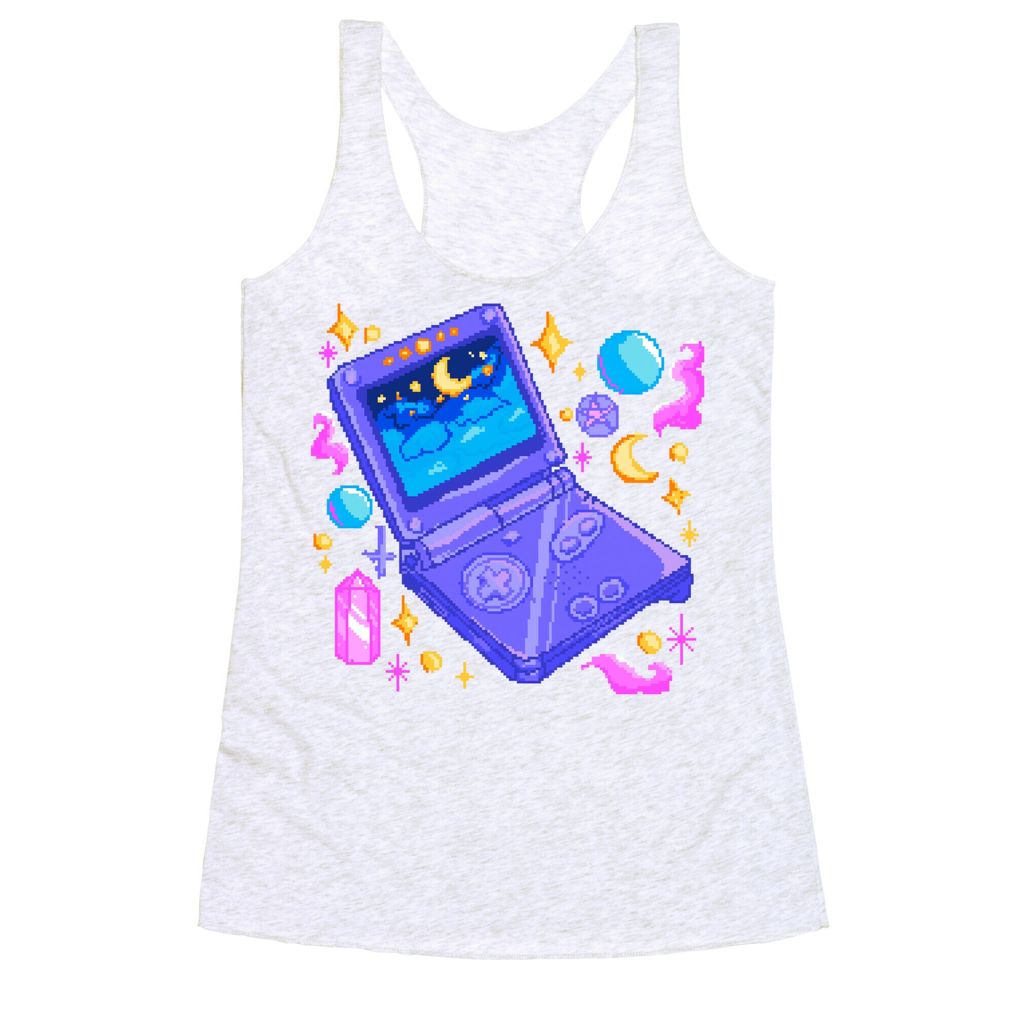 Pixelated Witchy Game Boy  Racerback Tank