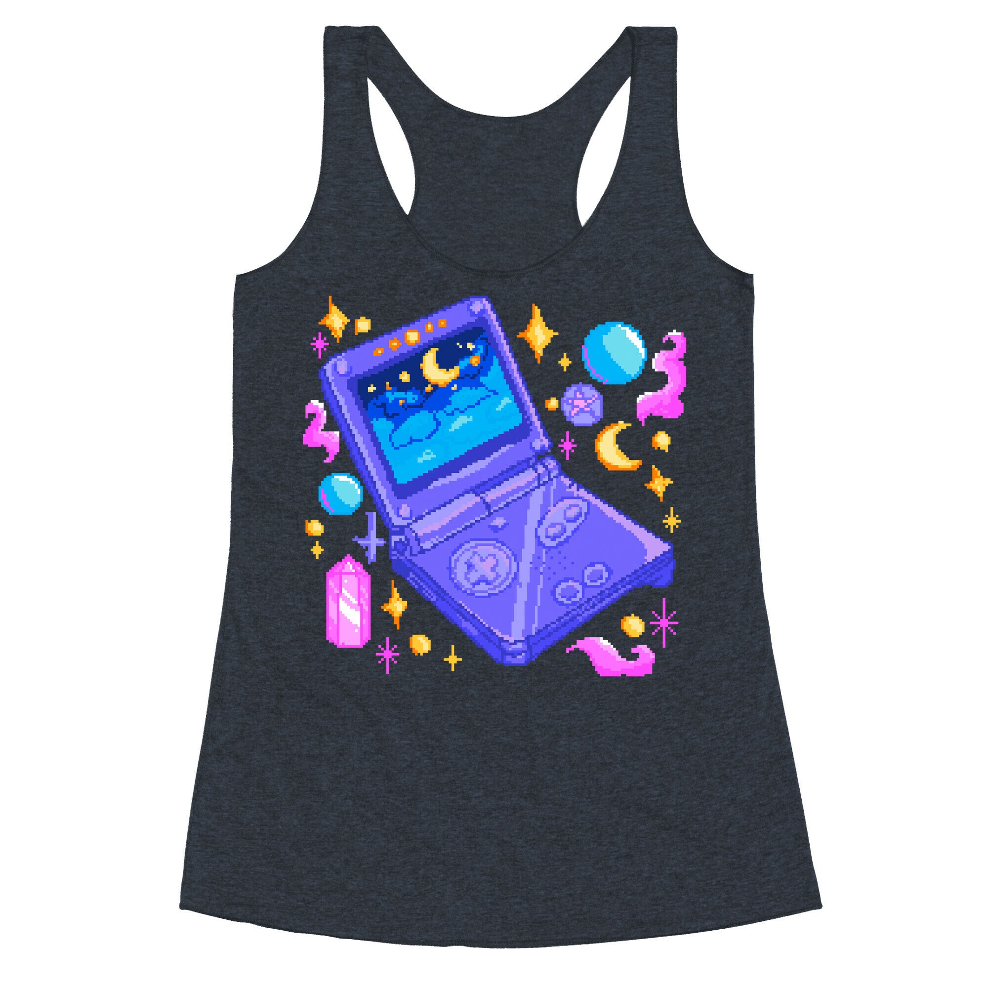 Pixelated Witchy Game Boy  Racerback Tank